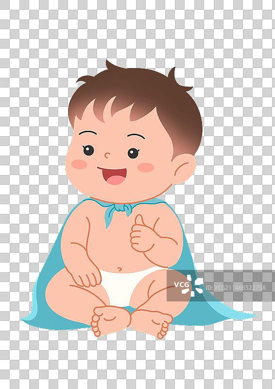 一个穿着披风的宝宝竖起大拇指图片素材