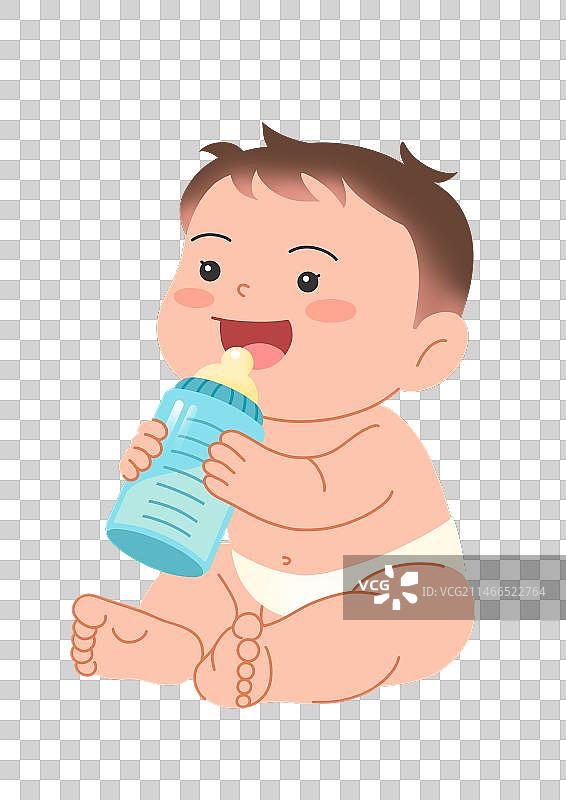 一个拿着奶瓶喝奶的宝宝图片素材