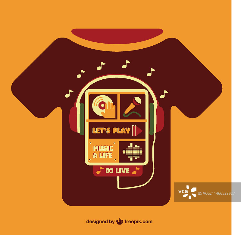 音乐概念T恤模板图片素材