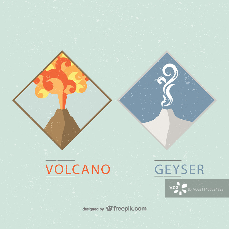 火山和间歇泉徽章图片素材