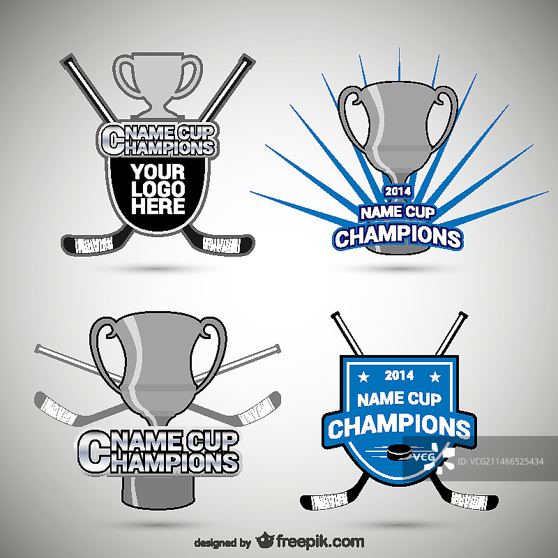 曲棍球徽章和奖杯图片素材