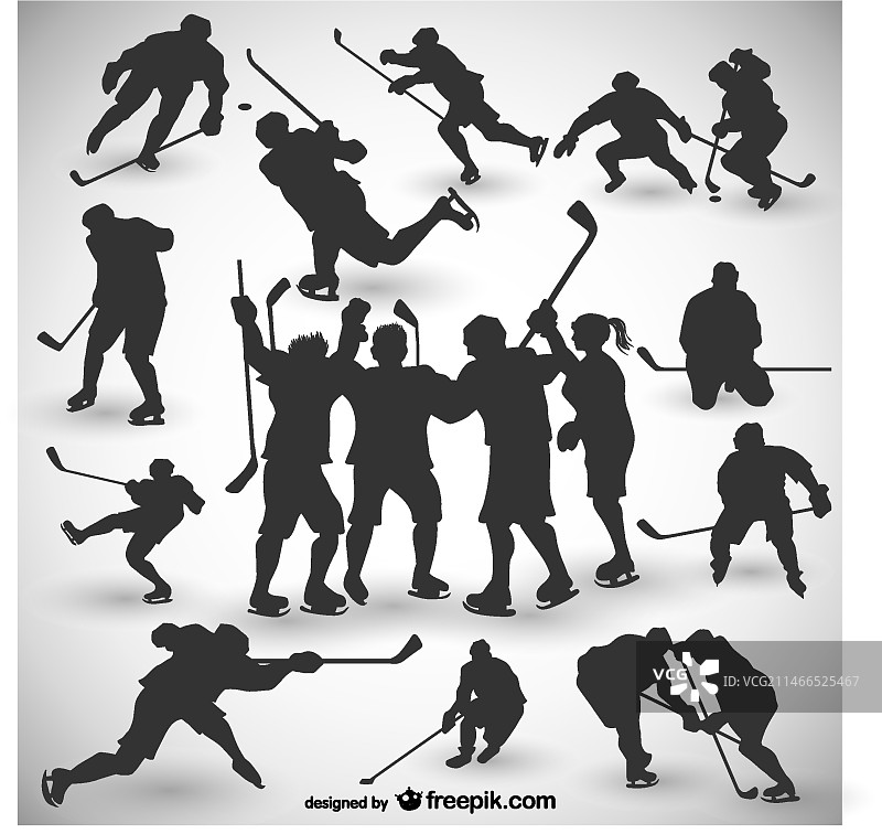 冰球运动员剪影合集图片素材