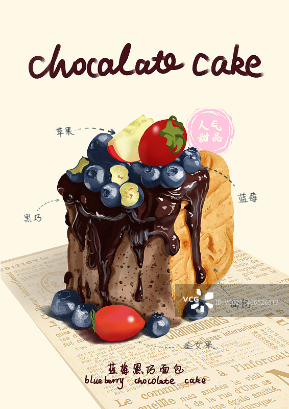 蓝莓水果蛋糕图片素材