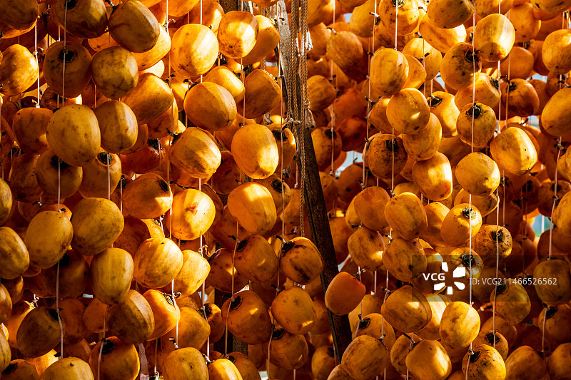 农户晒的柿饼，安徽黄山歙县图片素材