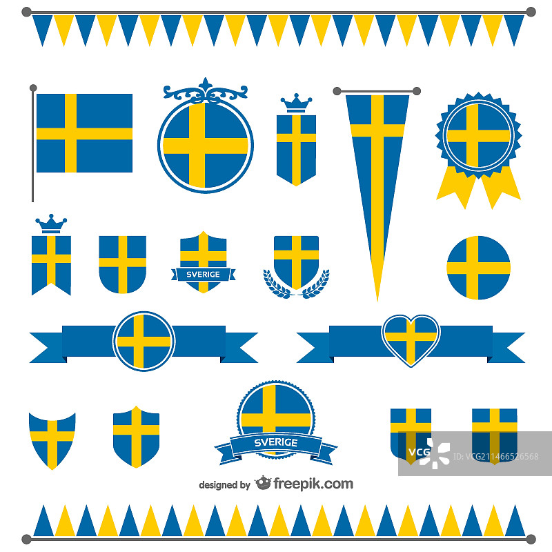 瑞典国旗徽章和缎带图片素材