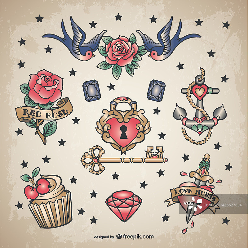 经典爱情纹身图案图片素材