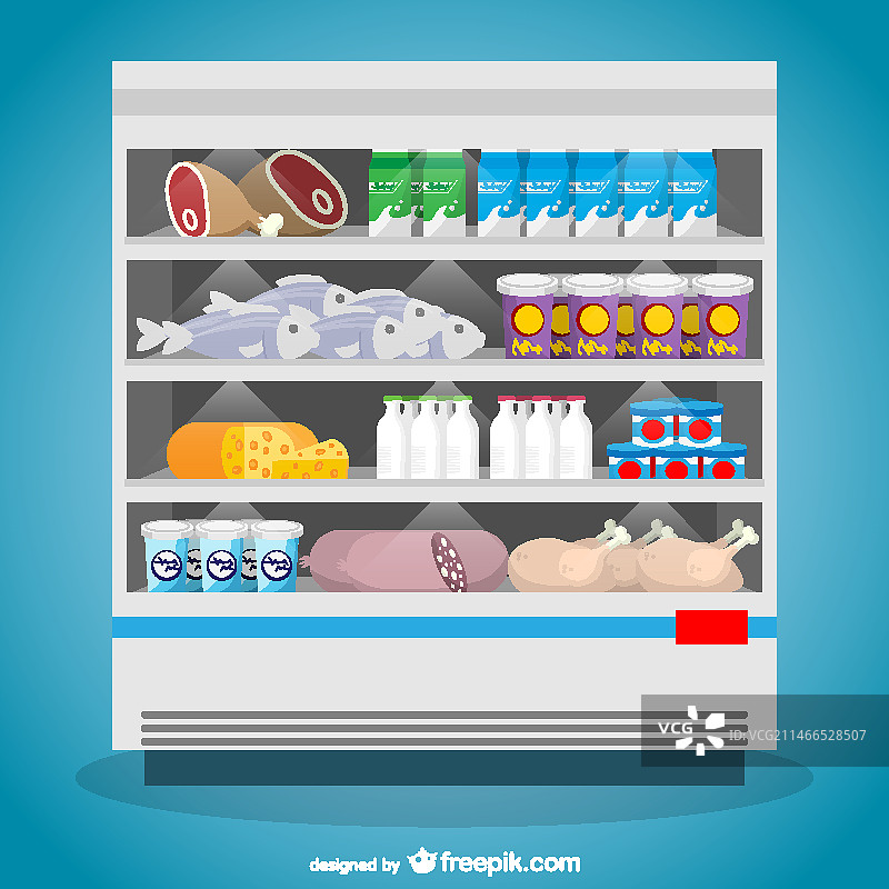 食品冷冻柜超市矢量图图片素材