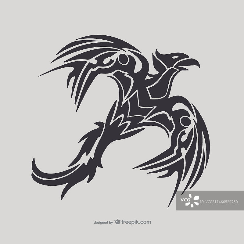 部落风格飞鸟纹身图片素材