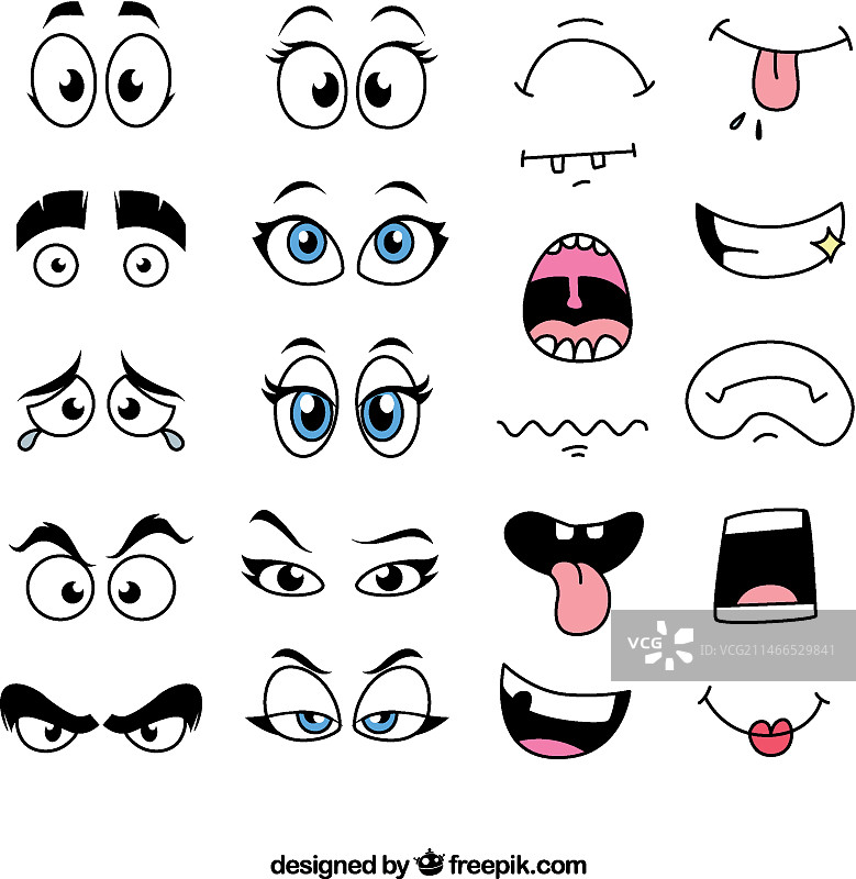 具有不同表情的嘴唇和眼睛图片素材