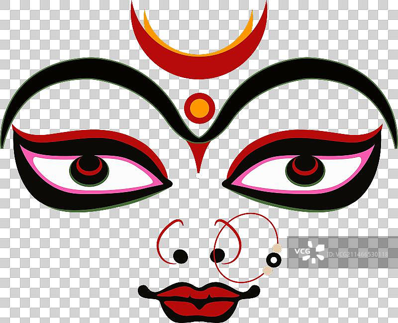 黄色背景上的杜尔迦面容图片素材