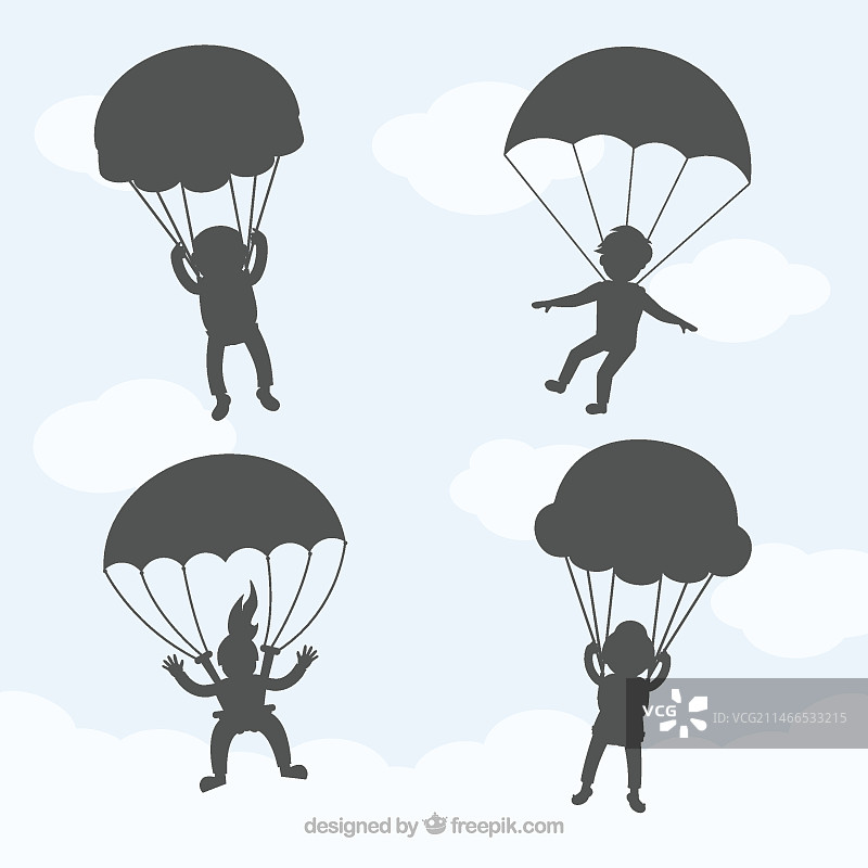 在天空矢量阴影中跳伞的滑翔伞图片素材