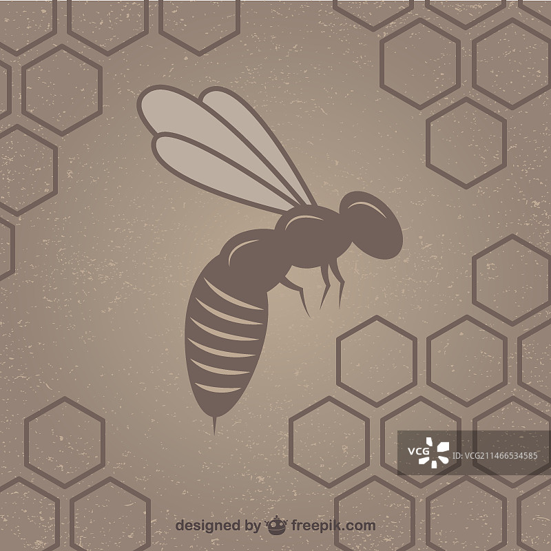 带蜜蜂背景模板的蜂窝图片素材