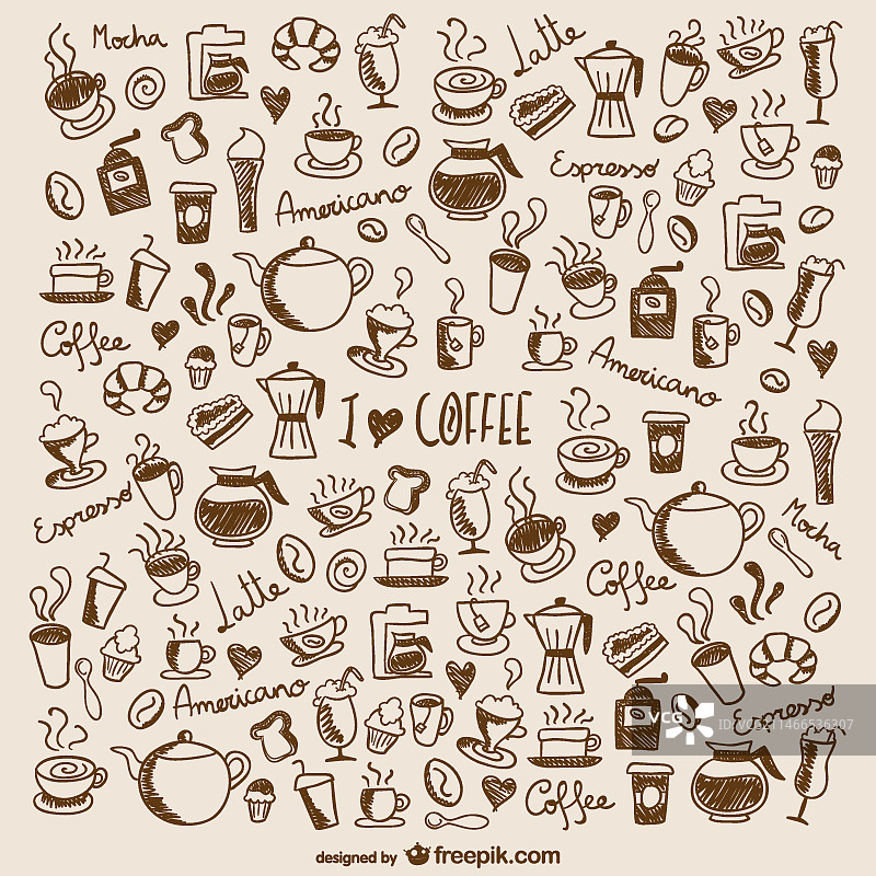 咖啡涂鸦图片素材