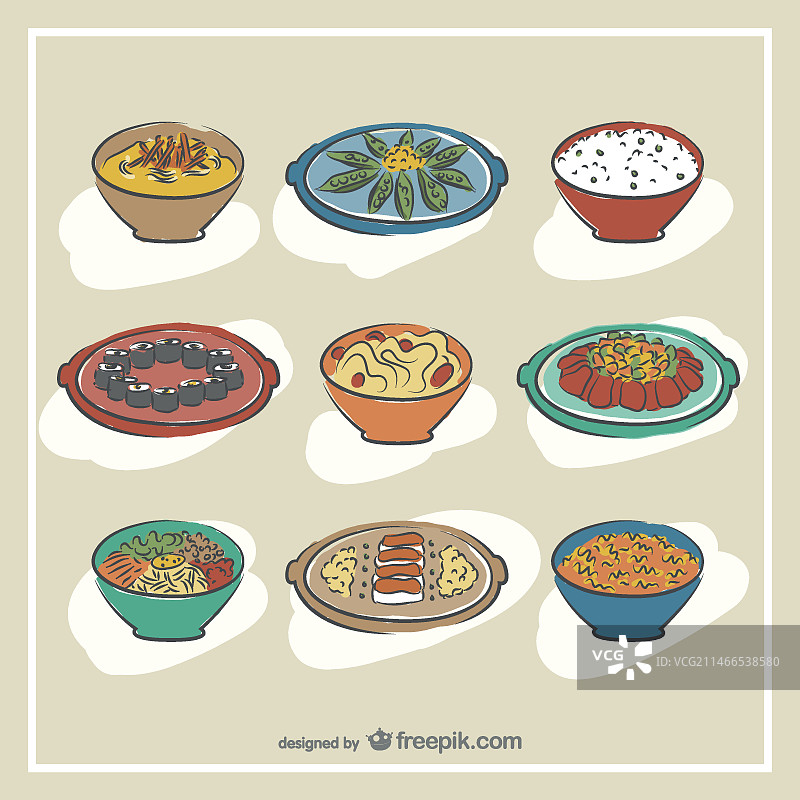 手绘韩国料理图片素材