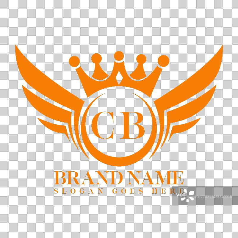 带有皇家奢华Logo和翅膀的CB字母初始设计图片素材