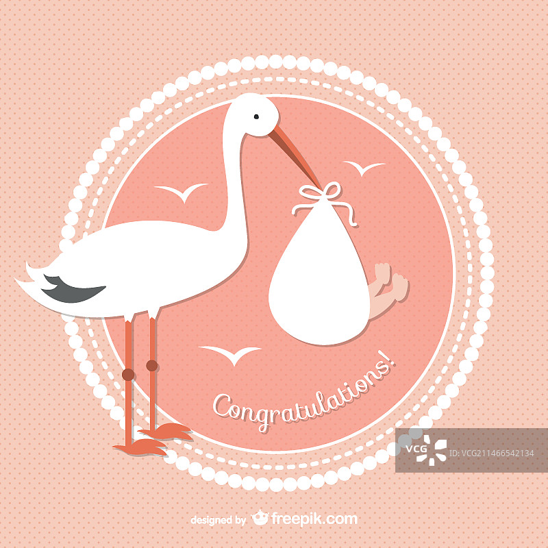 鹳鸟和宝宝矢量图图片素材