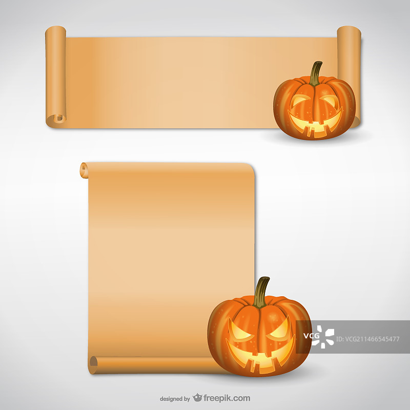带有纸卷的万圣节南瓜图片素材