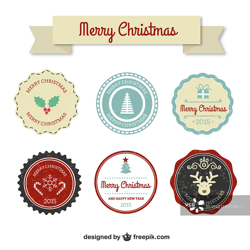 彩色复古圣诞徽章图片素材