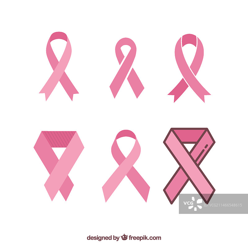 用于乳腺癌的粉色丝带符号合集图片素材