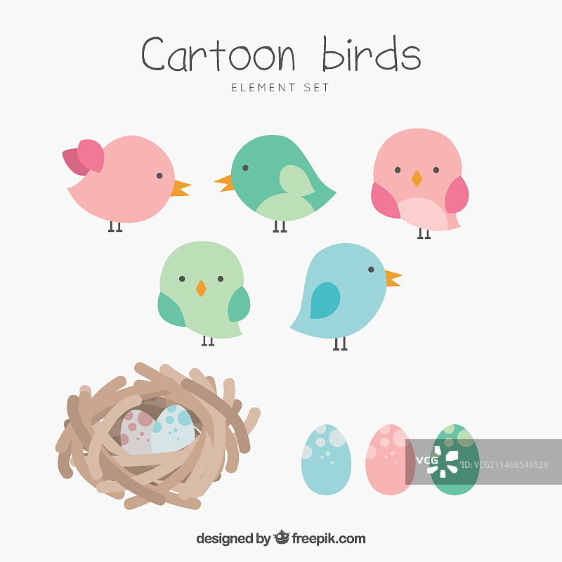 卡通鸟类和鸟巢合集图片素材