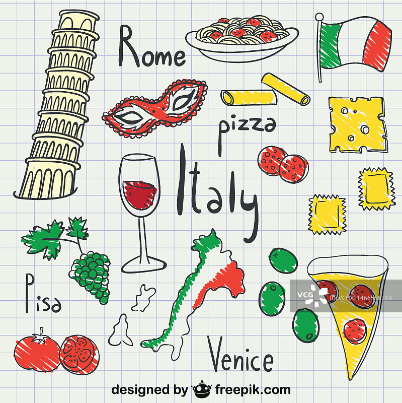 意大利手绘素材包图片素材