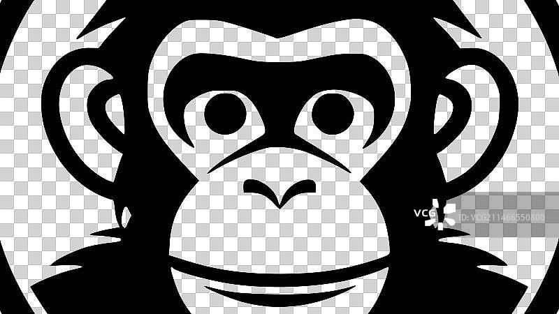 黑白猴子隔离图标图片素材