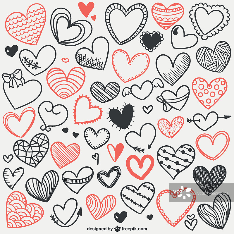 心形素描背景图片素材