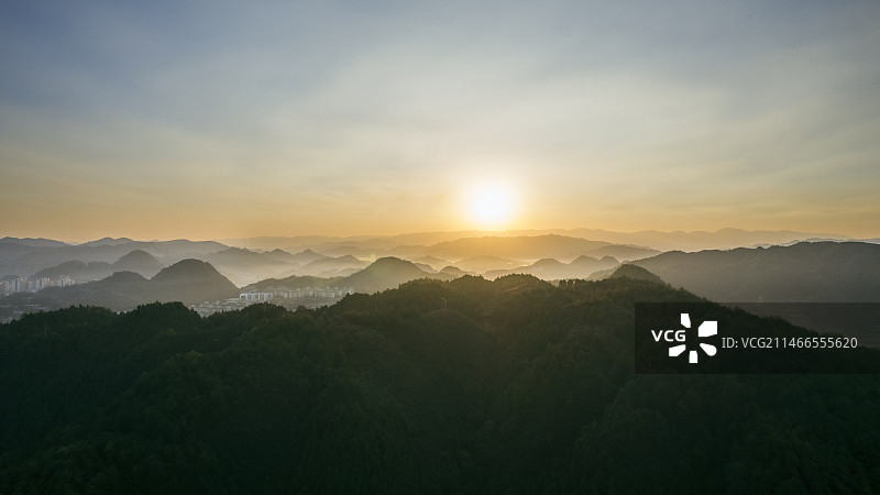 凯里冬季日出航拍图片素材