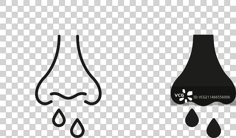 鼻涕线条和轮廓黑色图标集图片素材