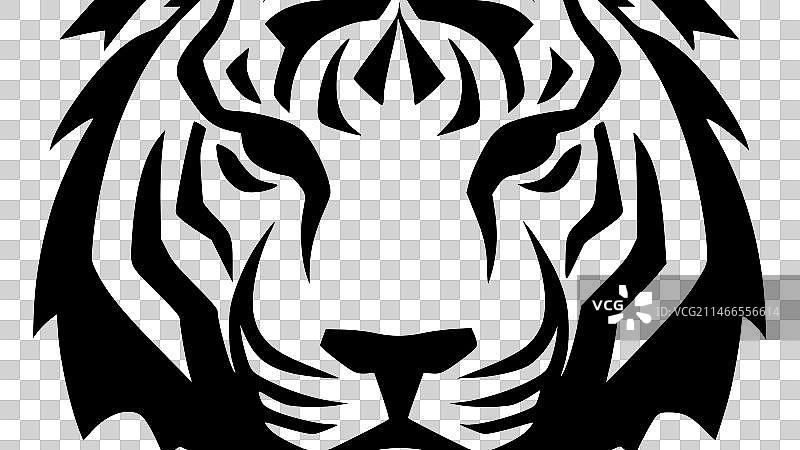 老虎-黑白相间的孤立图标图片素材