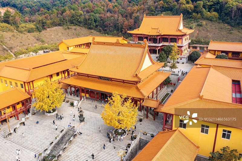 航拍湖南长沙望城洗心禅寺秋景图片素材