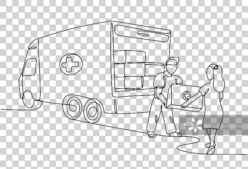 人道主义援助发放单线图图片素材