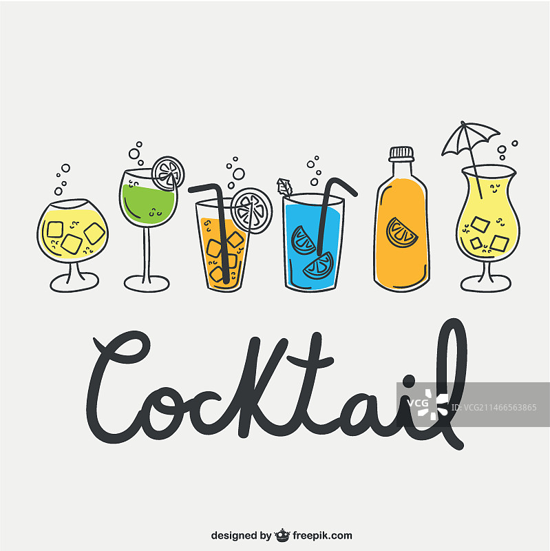 鸡尾酒绘图包图片素材