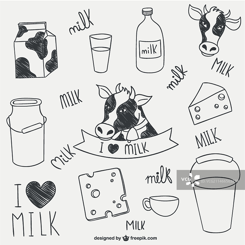 牛奶绘画作品集图片素材