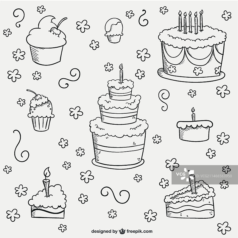 生日蛋糕涂鸦图片素材