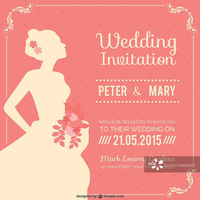 复古婚礼邀请函图片素材