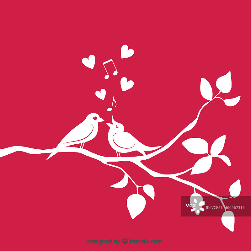 树枝上充满爱意的小鸟图片素材