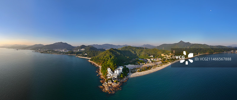 广东省深圳市大鹏新区官湖村官湖沙滩沙鱼涌沙滩航拍图片素材