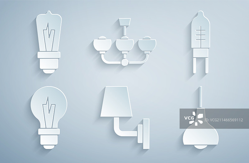 墙壁灯或发光二极管灯泡壁灯套装图片素材