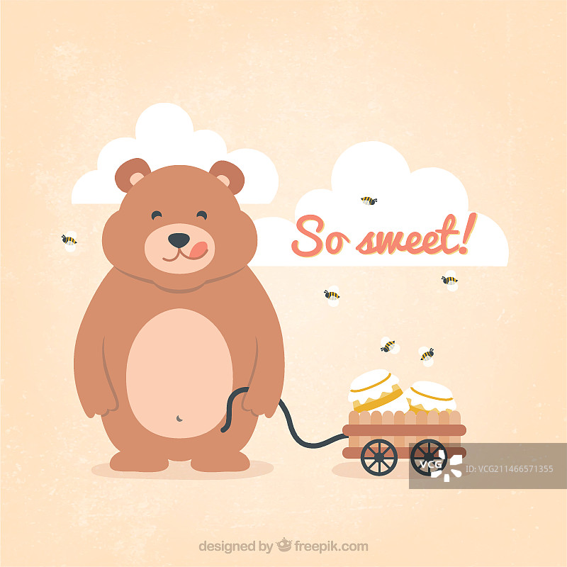 抱着蜂蜜罐的泰迪熊图片素材