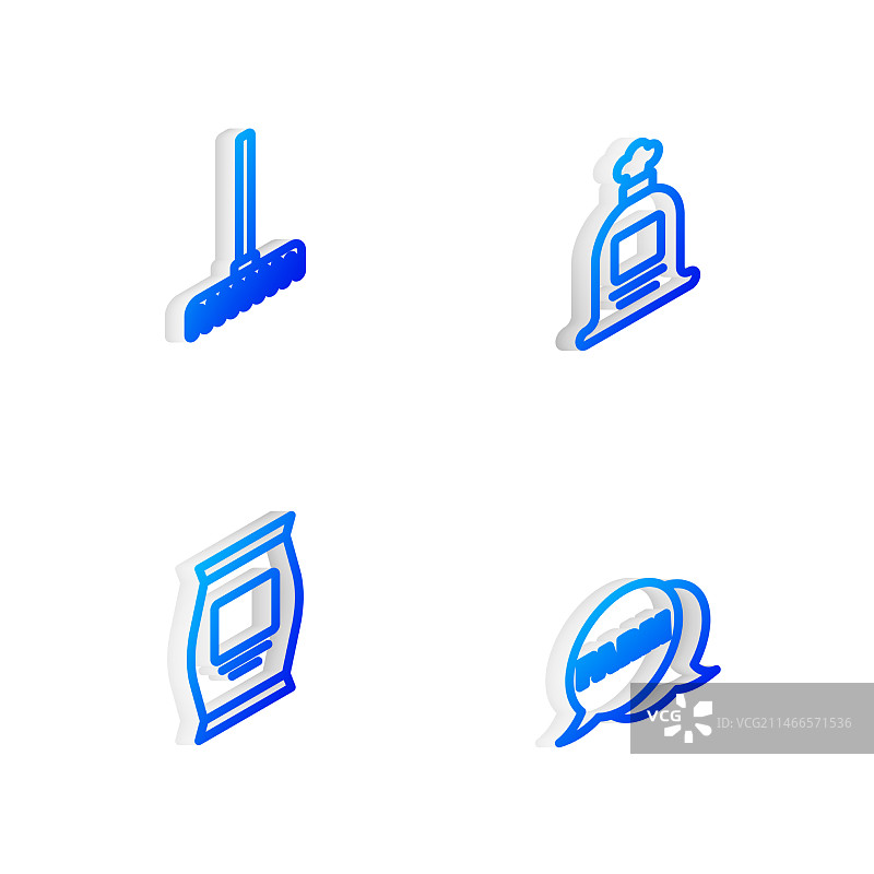 2.5D线条装满的麻袋和花园耙图片素材