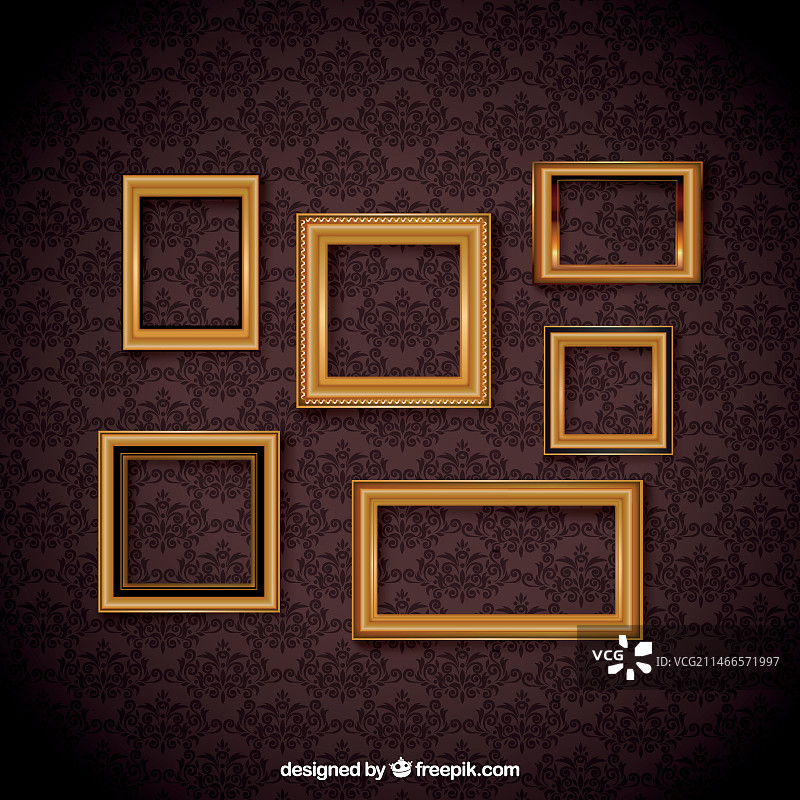 复古边框套装和装饰壁纸图片素材