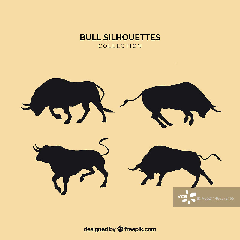 公牛轮廓剪影图片素材