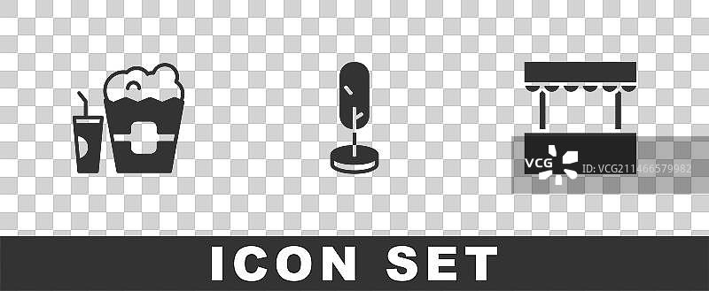 盒子里的爆米花、玻璃树和票根图片素材