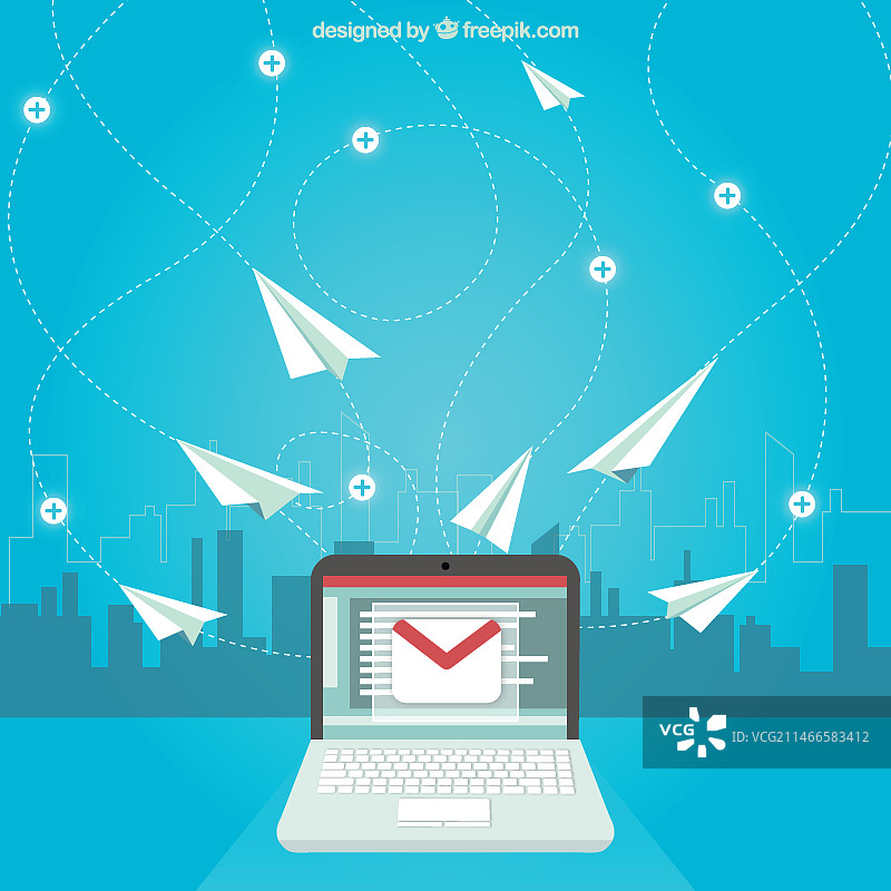 带纸飞机的电子邮件概念图片素材