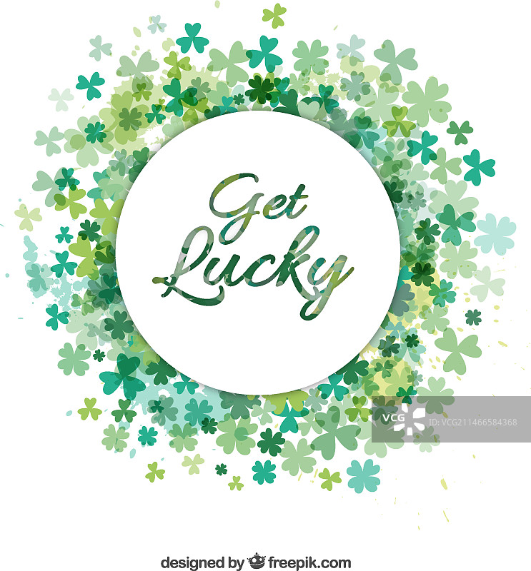 幸运字样与三叶草边框图片素材