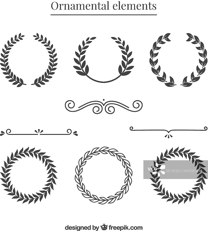 复古花环和分隔线图片素材