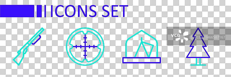 线条树木旅行帐篷狙击步枪瞄准镜图片素材