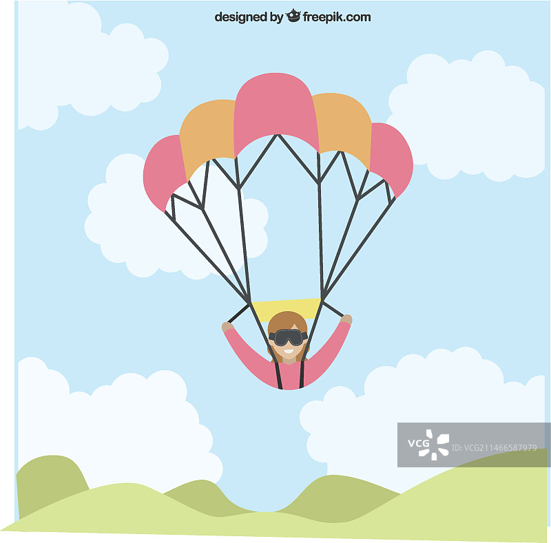 扁平风格滑翔伞图片素材