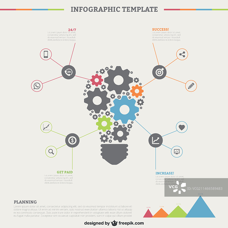 带有灯泡的信息图表模板图片素材
